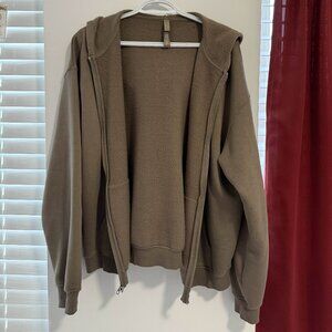 SKIMS MENS RELAXED ZIP UP HOODIE TRUFFLE